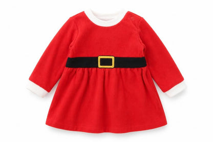 Front view of H&M girls’ red fit & flare, size 6-9, months