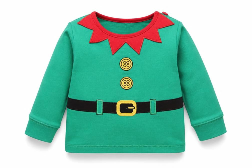 Front view of F&F girls’ green basic t-shirt, size 0-3, months