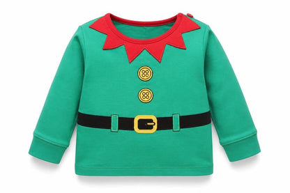 Front view of F&F girls’ green basic t-shirt, size 0-3, months