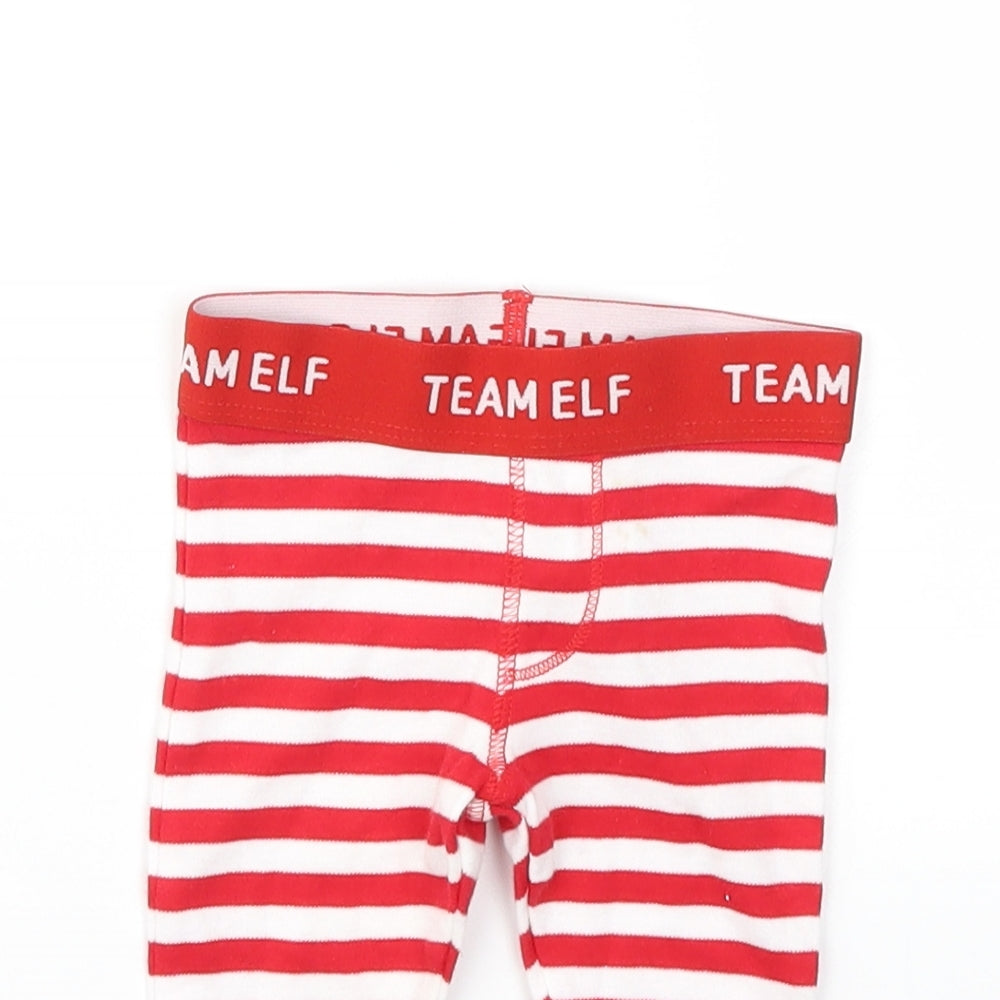 F&F Girls Red Striped  Capri Leggings Size 0-3 Months  - TOP TO MATCH