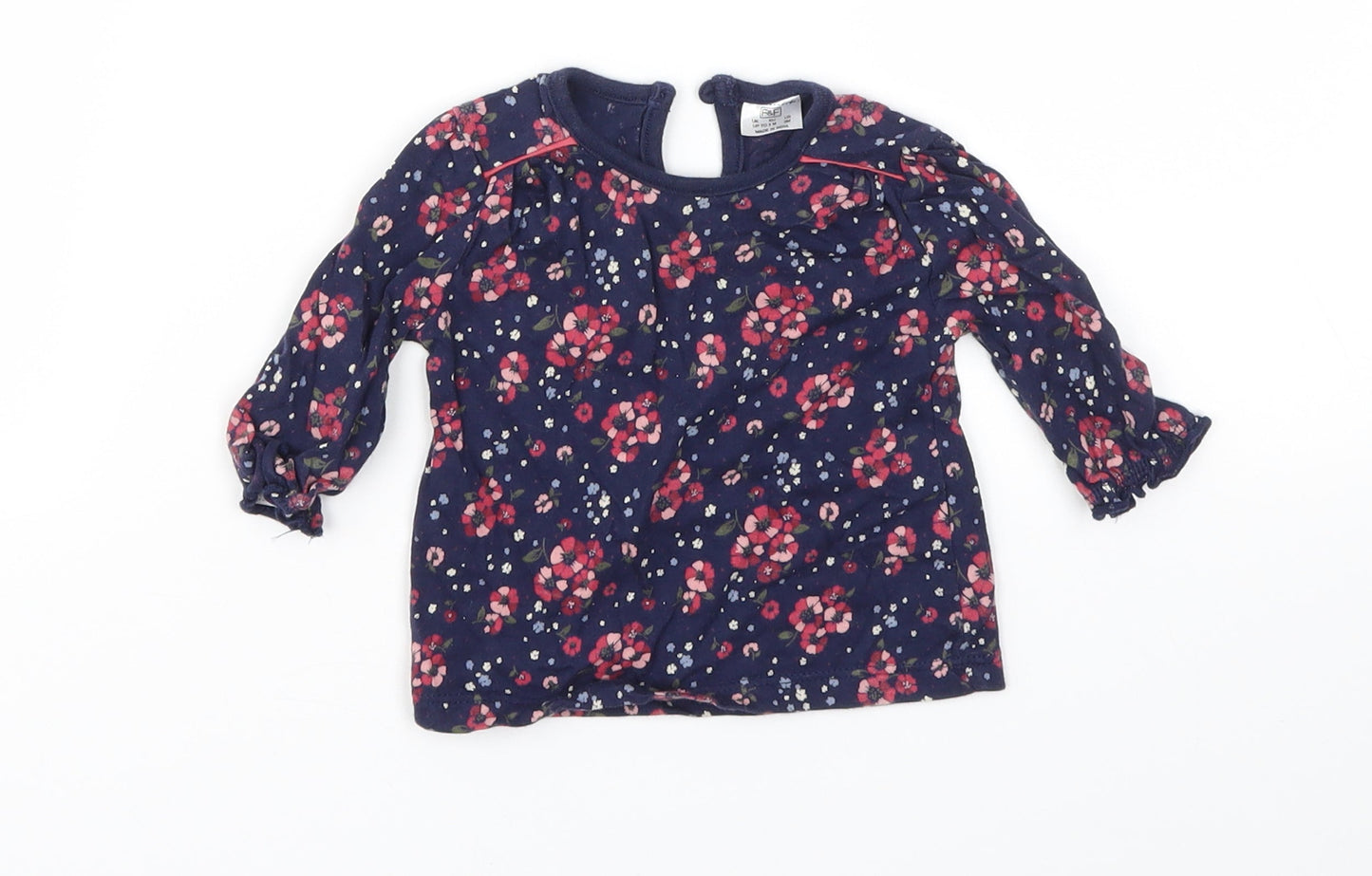 F&F Girls Blue Floral  Basic T-Shirt Size 0-3 Months