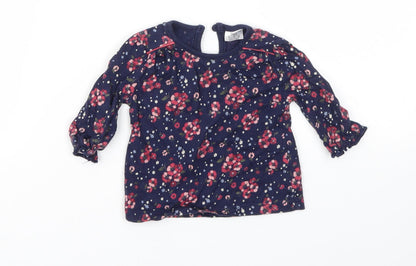 F&F Girls Blue Floral  Basic T-Shirt Size 0-3 Months
