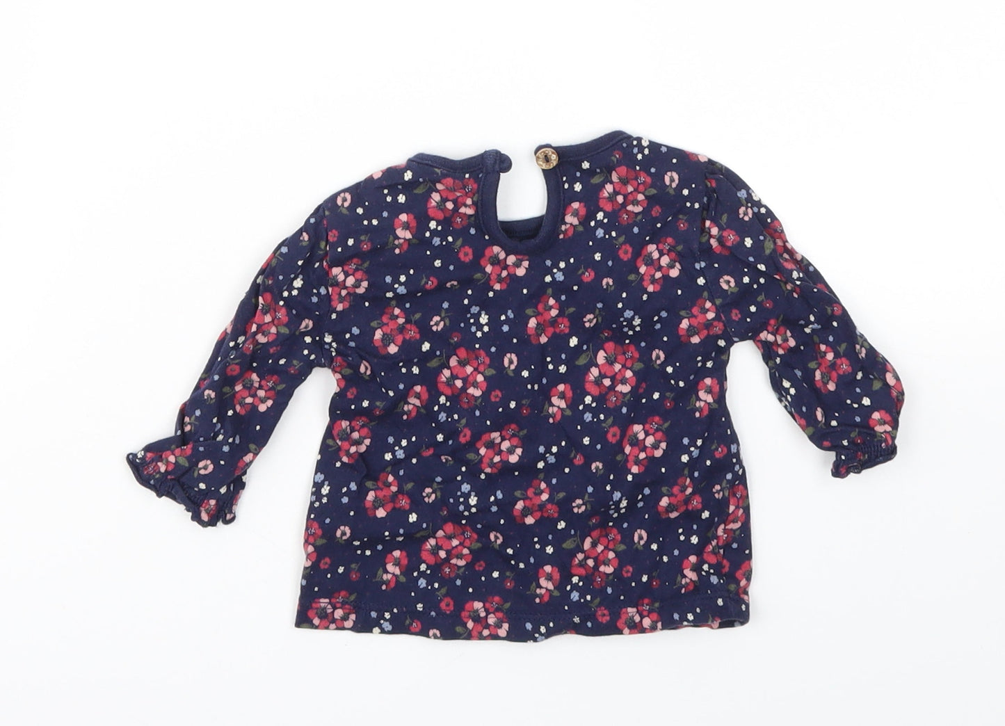 F&F Girls Blue Floral  Basic T-Shirt Size 0-3 Months
