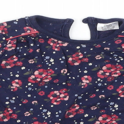 F&F Girls Blue Floral  Basic T-Shirt Size 0-3 Months