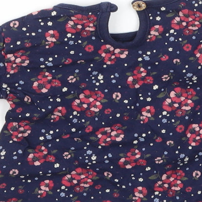 F&F Girls Blue Floral  Basic T-Shirt Size 0-3 Months