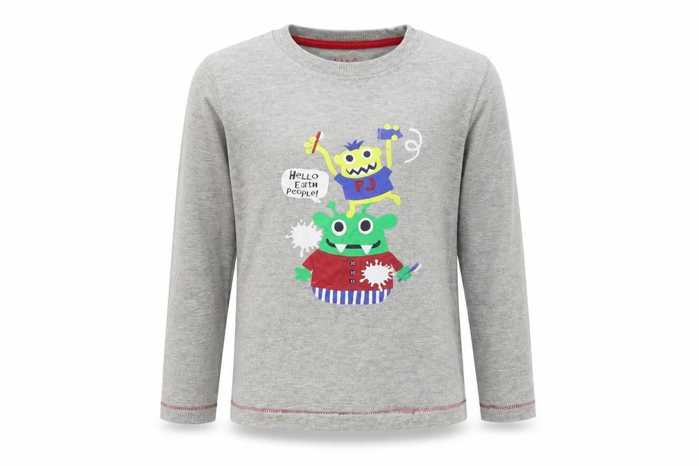 Front view of Primark girls’ grey basic t-shirt, size 4-5, years