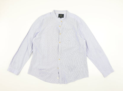 Mens UK Size 2XL Farrell Blue  Button-Up Long Sleeve Casual Shirt
