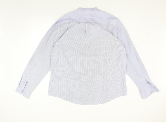 Mens UK Size 2XL Farrell Blue  Button-Up Long Sleeve Casual Shirt