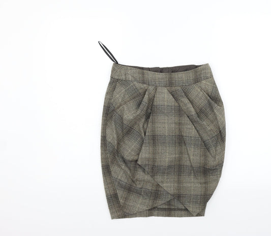 Dorothy Perkins Womens Grey Check  A-Line Skirt Size 6