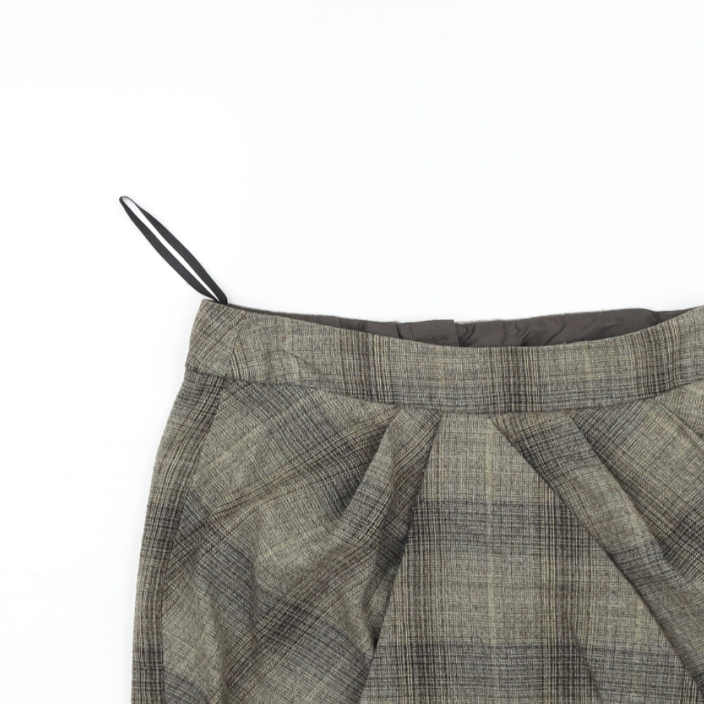 Dorothy Perkins Womens Grey Check  A-Line Skirt Size 6