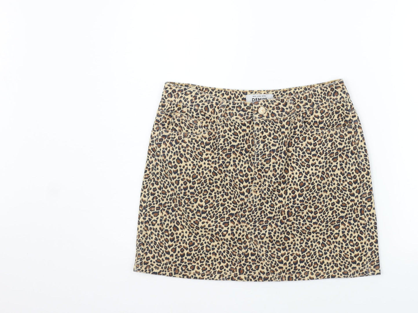 New Look Womens Beige Animal Print  A-Line Skirt Size 12