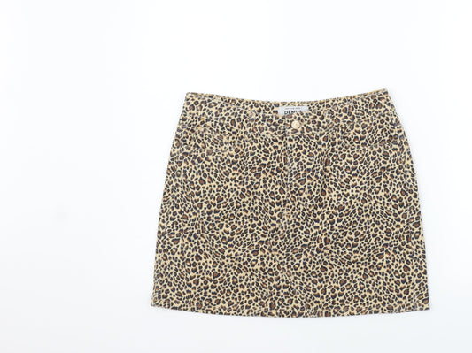 New Look Womens Beige Animal Print  A-Line Skirt Size 12