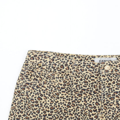 New Look Womens Beige Animal Print  A-Line Skirt Size 12