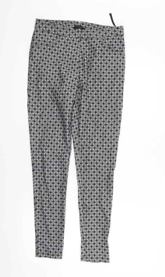 New Look Womens Grey Geometric  Trousers  Size 8 L28 in