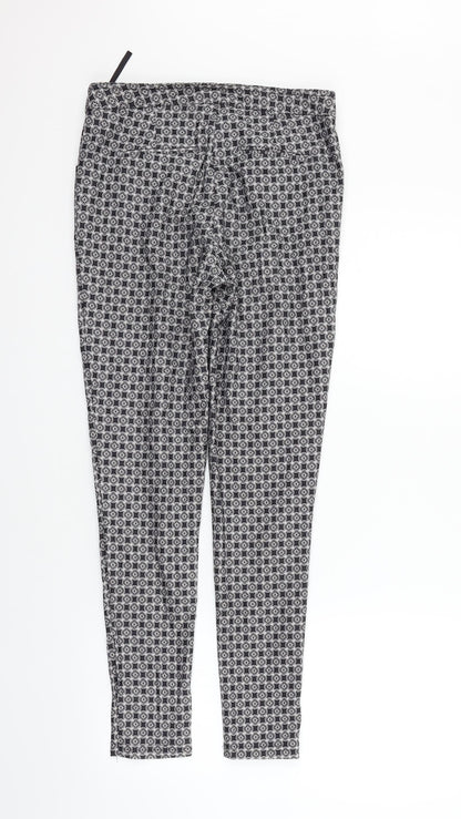 New Look Womens Grey Geometric  Trousers  Size 8 L28 in