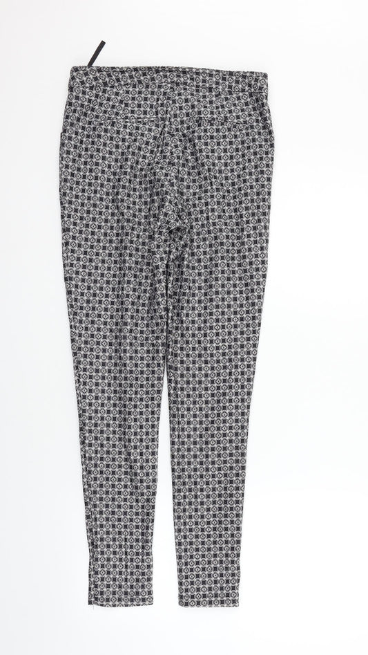 New Look Womens Grey Geometric  Trousers  Size 8 L28 in