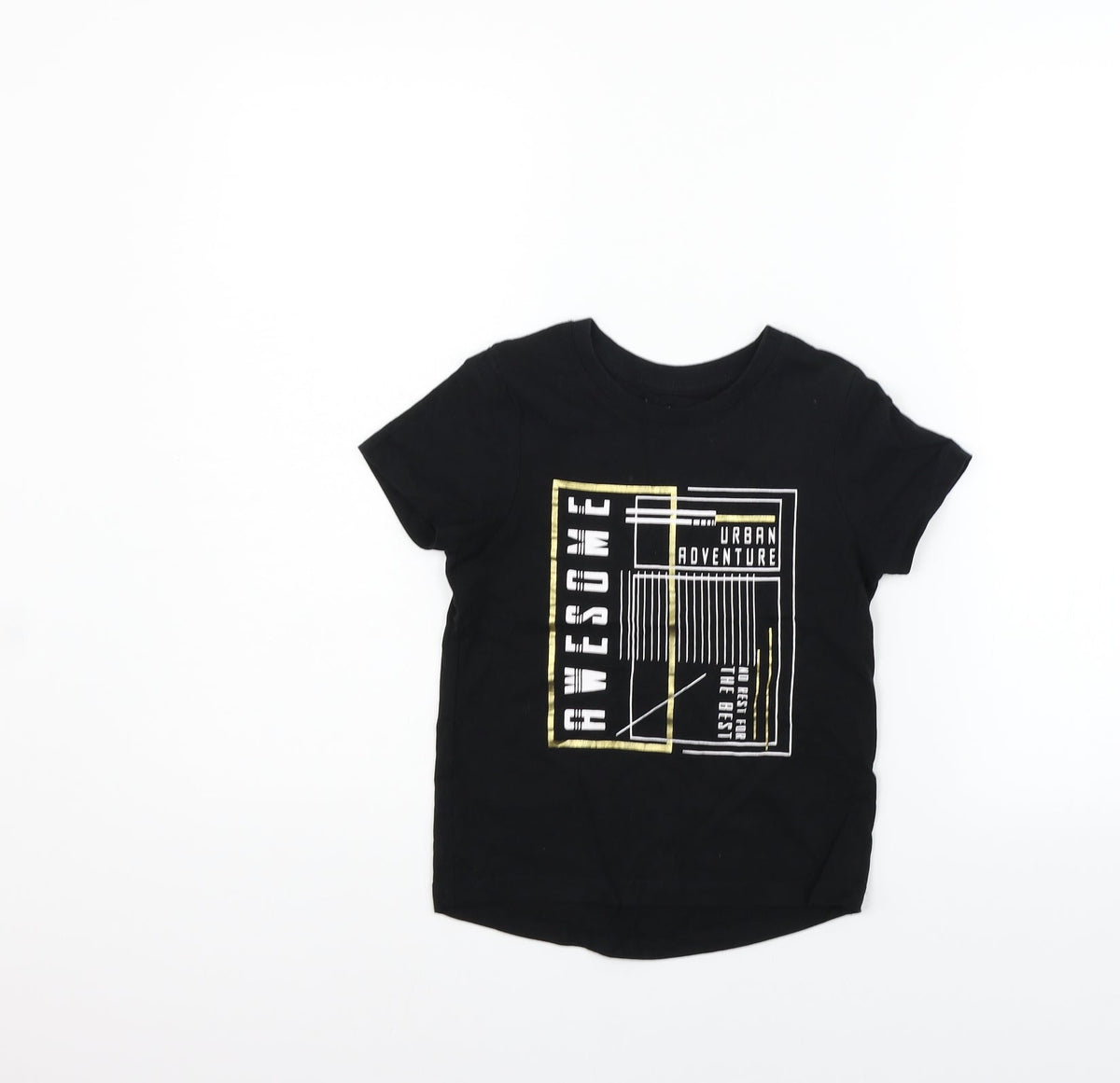 Additional front view of Nutmeg girls’ black basic t-shirt, size 6-7, years