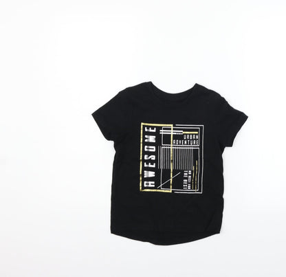 Additional front view of Nutmeg girls’ black basic t-shirt, size 6-7, years