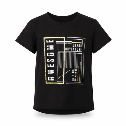 Front view of Nutmeg girls’ black basic t-shirt, size 6-7, years