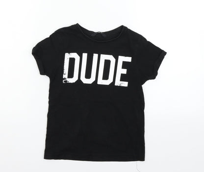Additional front view of George girls’ black basic t-shirt, size 6-7, years