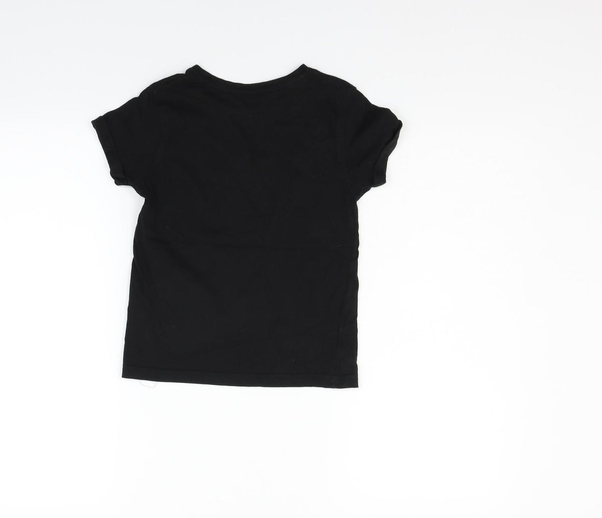 Back view of George girls’ black basic t-shirt, size 6-7, years