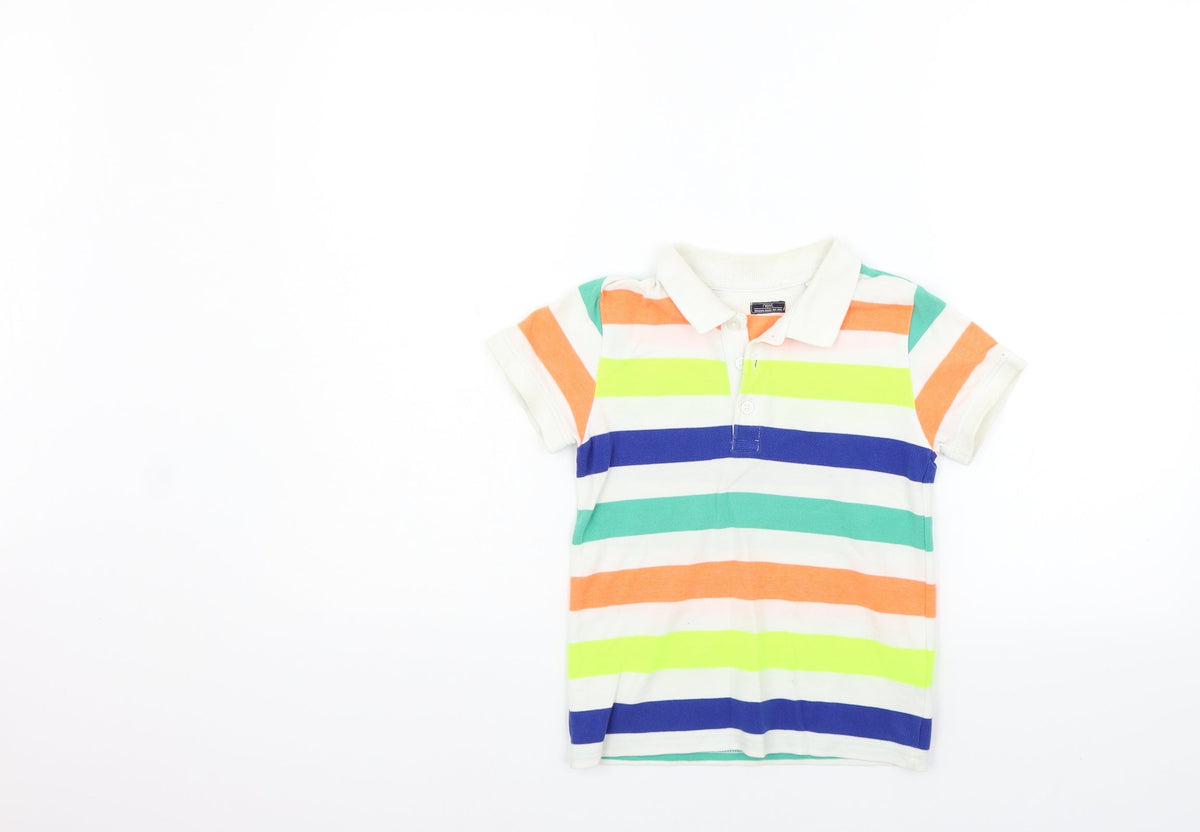 Additional front view of Next girls’ multicoloured striped basic t-shirt, size 5-6, years