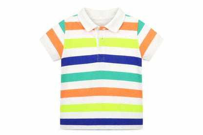 Front view of Next girls’ multicoloured striped basic t-shirt, size 5-6, years