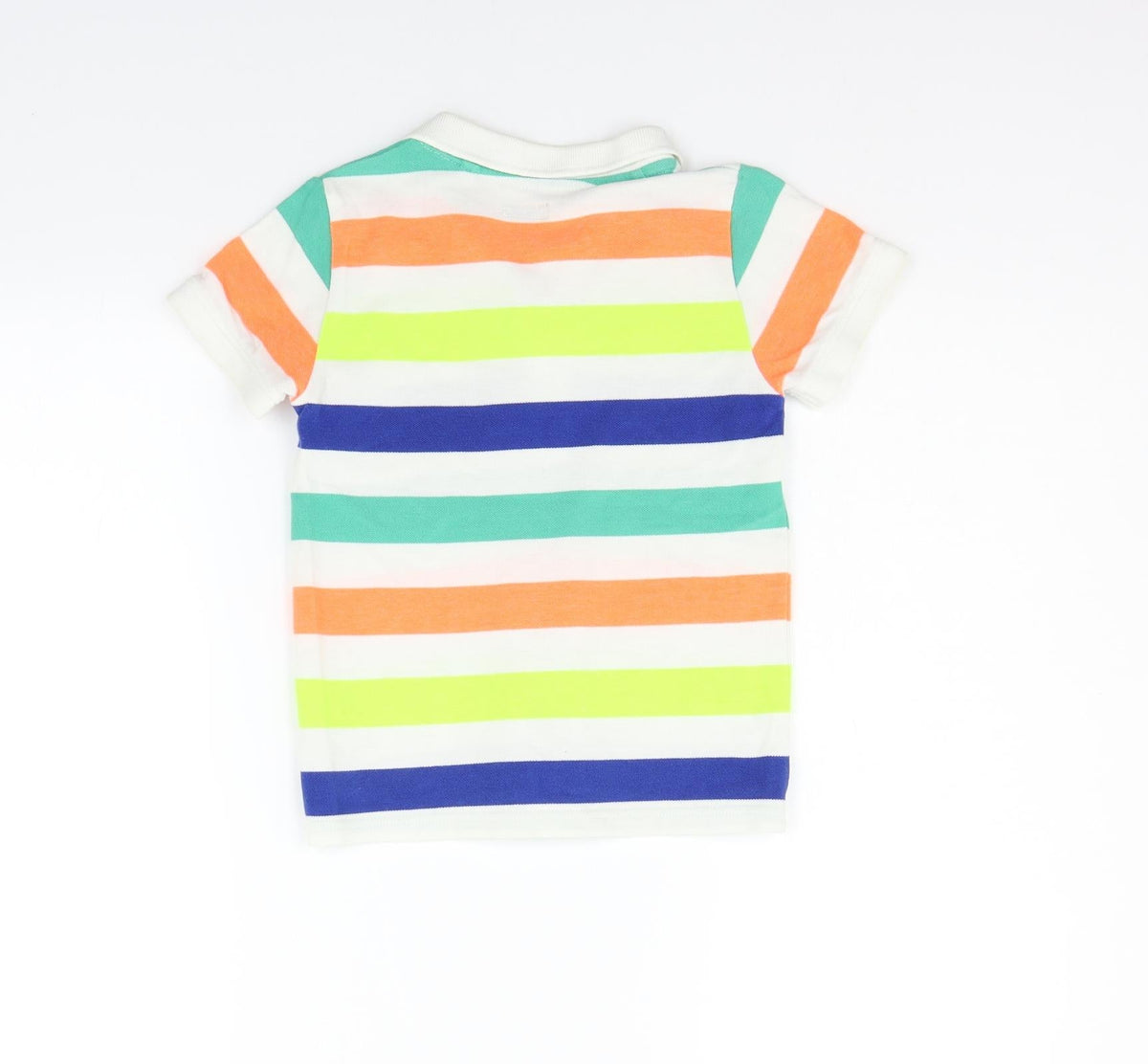 Back view of Next girls’ multicoloured striped basic t-shirt, size 5-6, years
