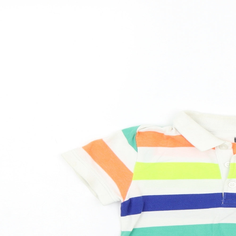 Close-up detail of Next girls’ multicoloured striped basic t-shirt, size 5-6, years