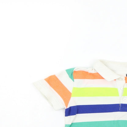 Close-up detail of Next girls’ multicoloured striped basic t-shirt, size 5-6, years