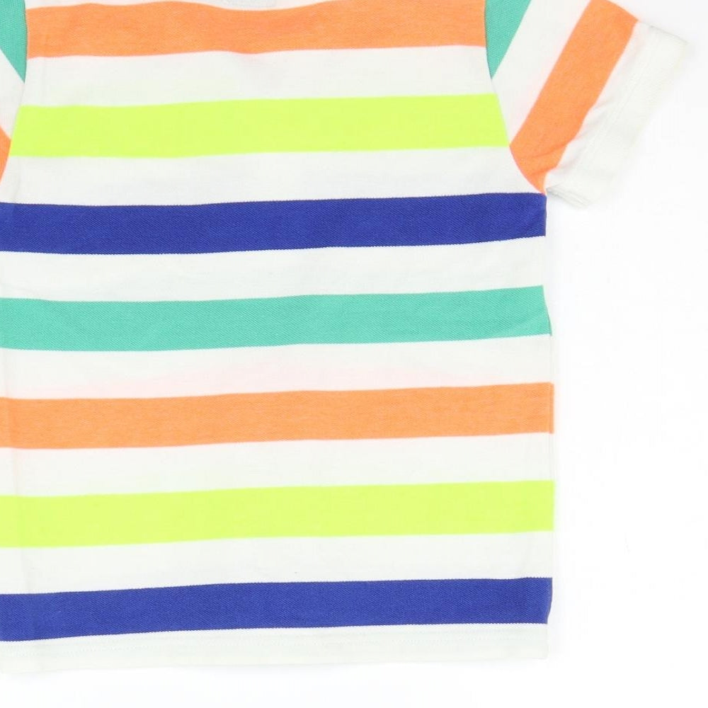 Brand and care label for Next girls’ multicoloured striped basic t-shirt, size 5-6, years