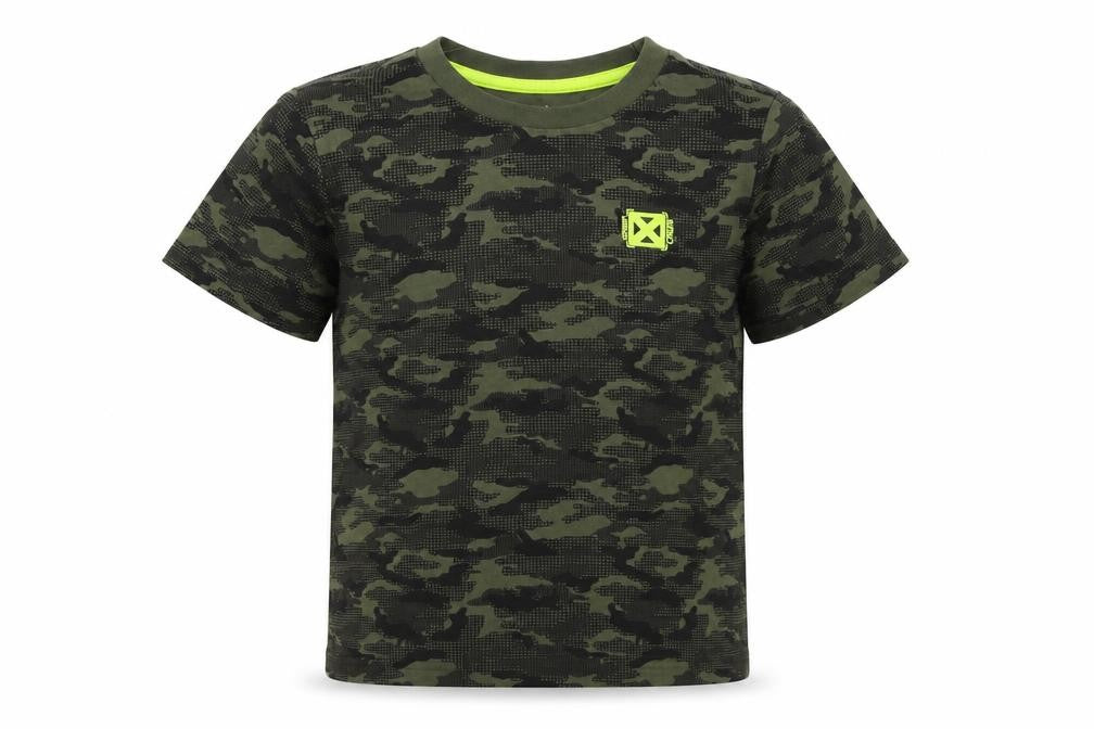 Front view of F&F girls’ green geometric basic t-shirt, size 5-6, years