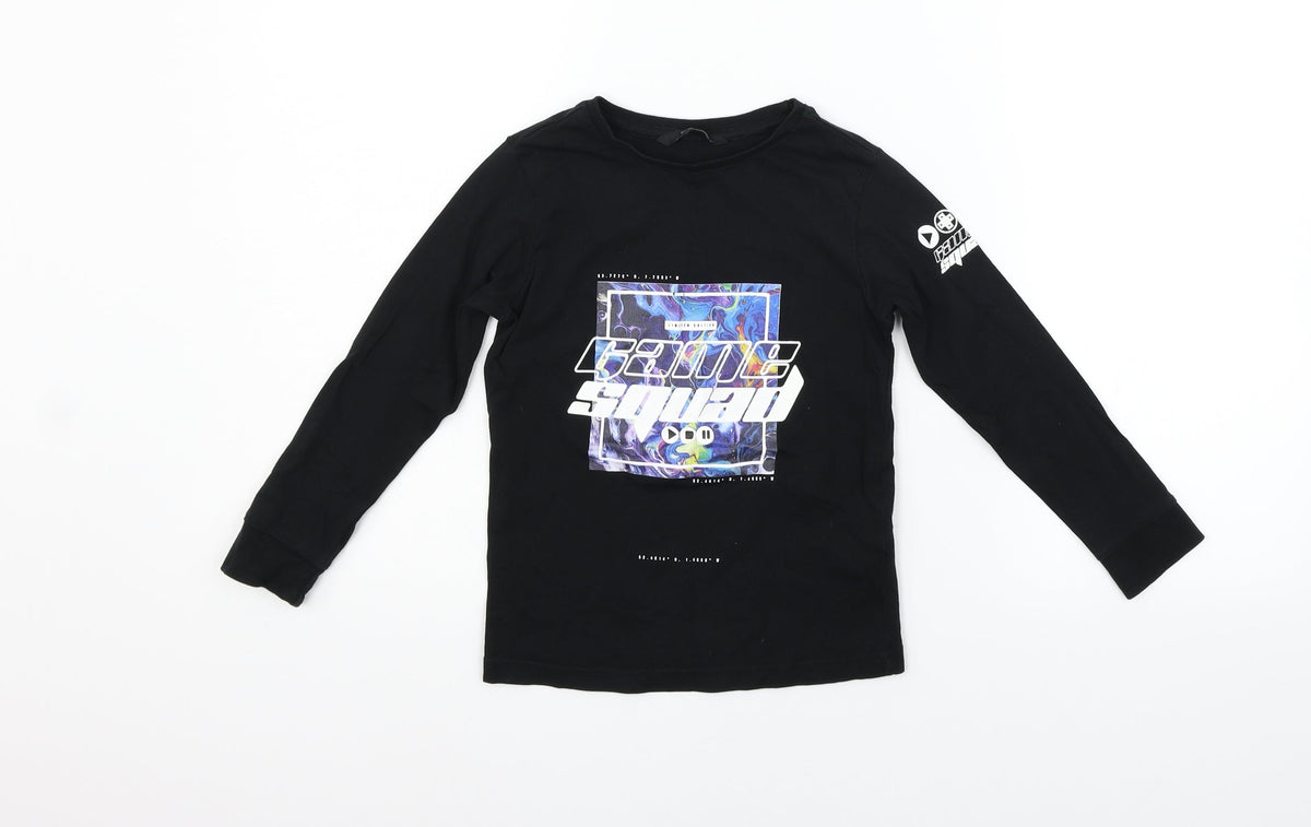 Additional front view of George girls’ black basic t-shirt, size 4-5, years