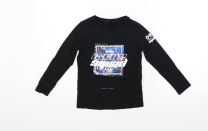 Additional front view of George girls’ black basic t-shirt, size 4-5, years