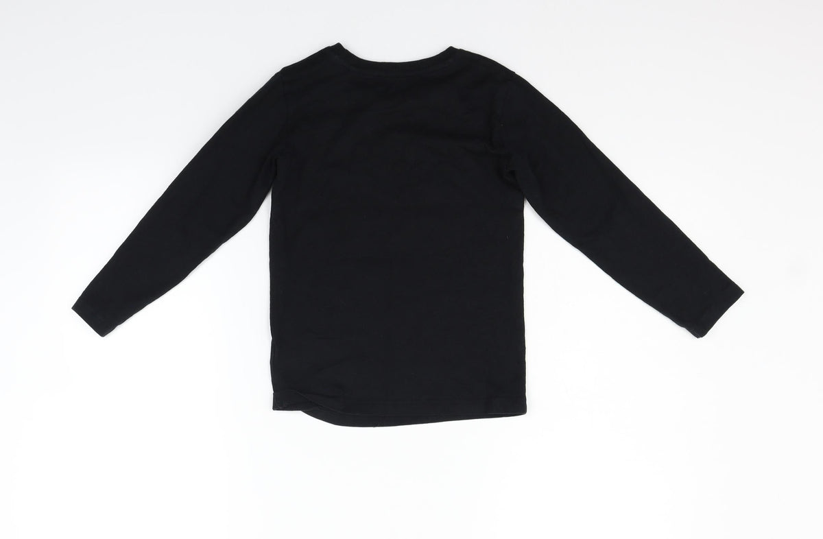 Back view of Next girls’ black basic t-shirt, size 5-6, years