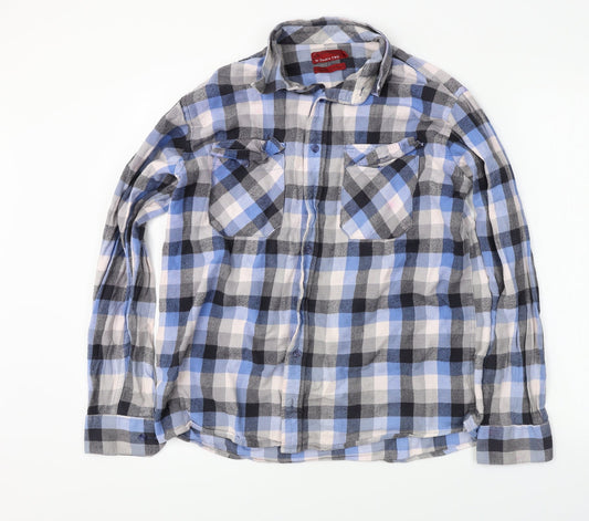 Bar Harbour  Mens Blue Check   Button-Up Size L