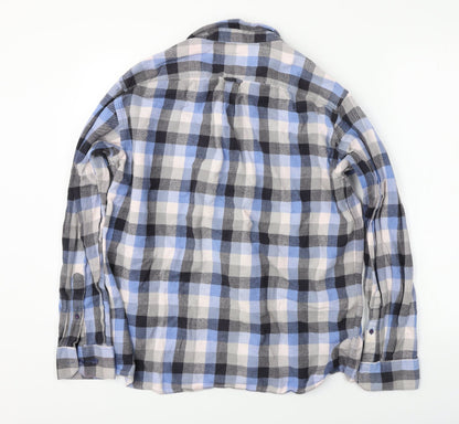 Bar Harbour  Mens Blue Check   Button-Up Size L