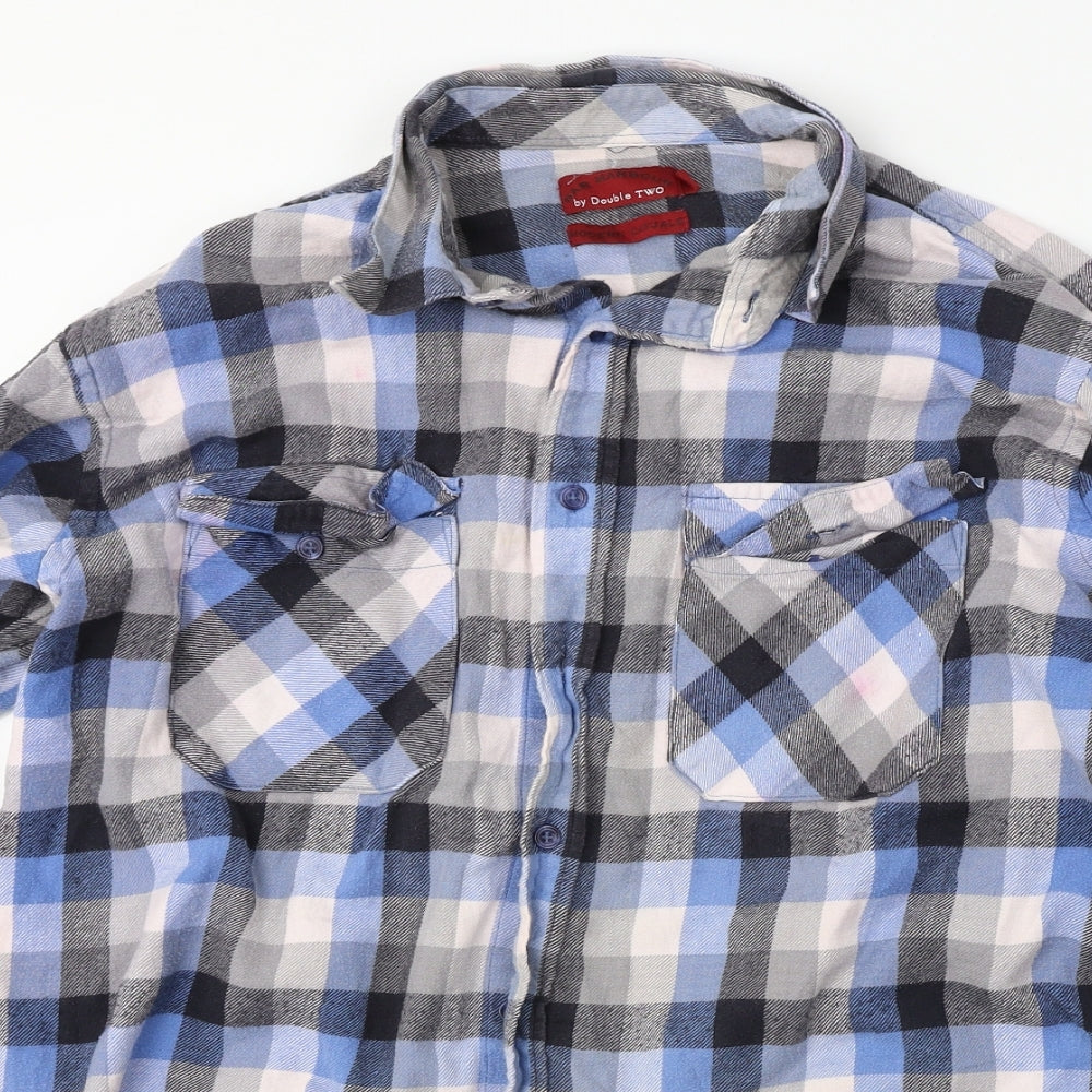 Bar Harbour  Mens Blue Check   Button-Up Size L