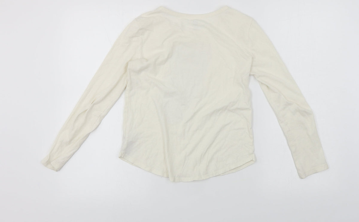 Back view of Gap girls’ white basic t-shirt, size L, - sequin detail