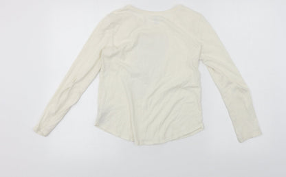 Back view of Gap girls’ white basic t-shirt, size L, - sequin detail