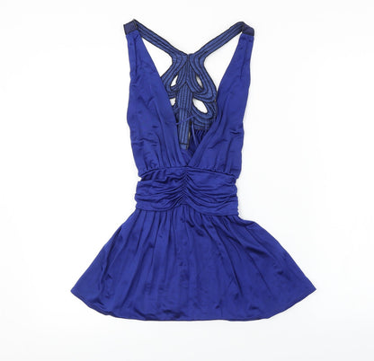Womens UK Size 8 Topshop Blue Basic Blouse