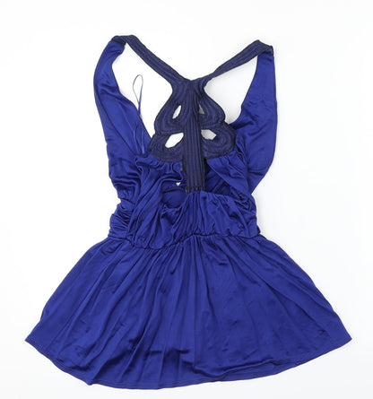 Womens UK Size 8 Topshop Blue Basic Blouse