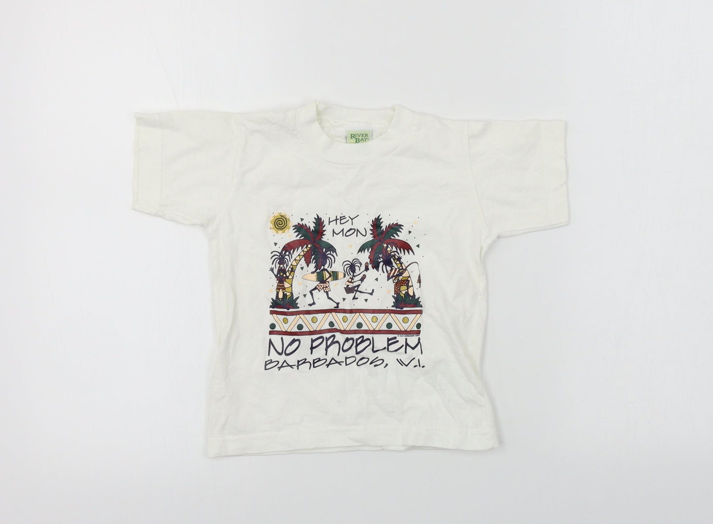 river bay kids  Boys White   Basic T-Shirt Size 4 Years
