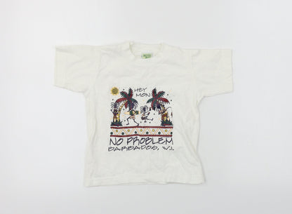 river bay kids  Boys White   Basic T-Shirt Size 4 Years