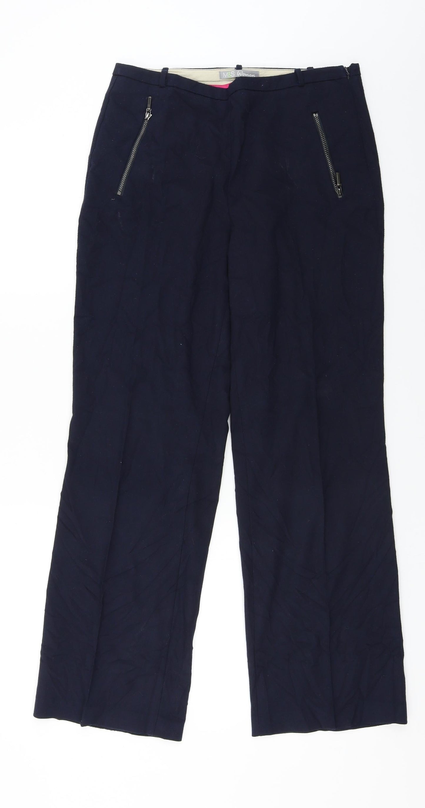 Womens UK Size 10 Marks and Spencer Regular Fit  Blue Trousers
