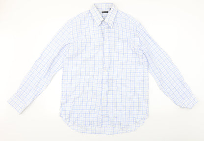 Mens UK Size 16 Linea Blue  Button-Up Long Sleeve Casual Shirt