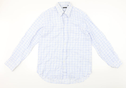 Mens UK Size 16 Linea Blue  Button-Up Long Sleeve Casual Shirt