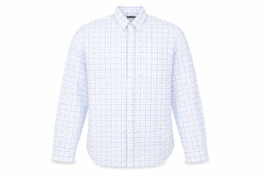 Mens UK Size 16 Linea Blue  Button-Up Long Sleeve Casual Shirt