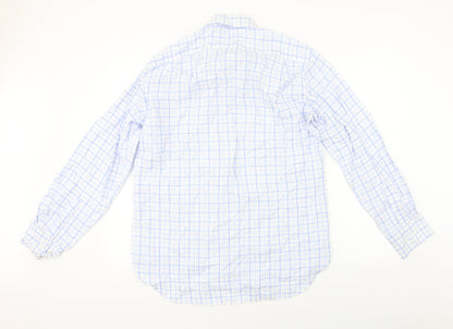 Mens UK Size 16 Linea Blue  Button-Up Long Sleeve Casual Shirt