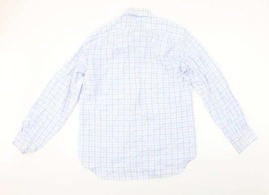 Mens UK Size 16 Linea Blue  Button-Up Long Sleeve Casual Shirt